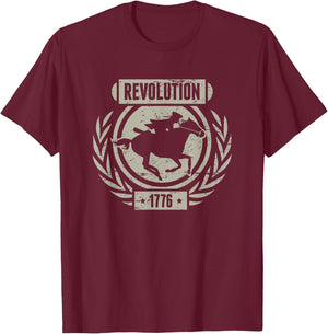 Distressed 1776 American Revolutionary War T-Shirt - T-Shirt | Maroon