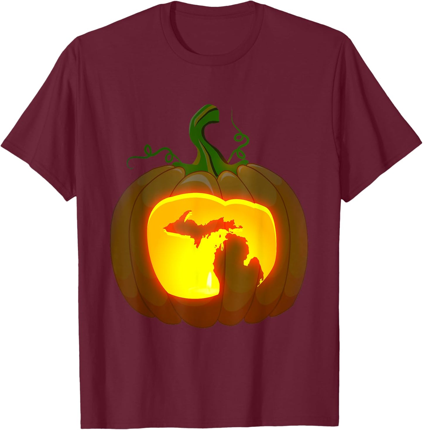Michigan Halloween Pumpkin Shirt T-Shirt - T-Shirt | Maroon