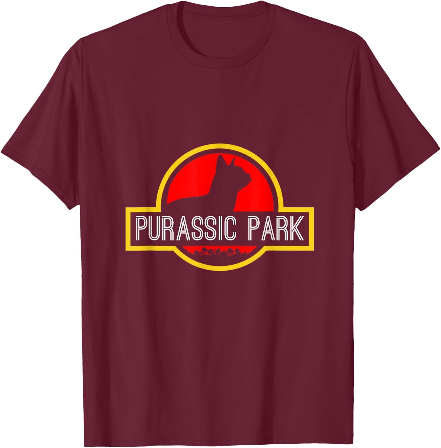 Purassic Park Cat Shirt - Funny for Dinosaur Lovers T-Shirt - T-Shirt | Maroon