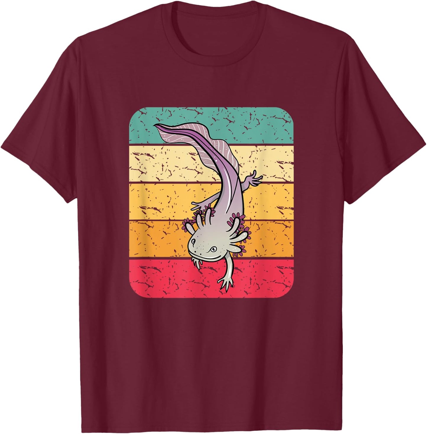 Retro Axolotl Mexican Salamander Gift Lover T-Shirt - T-Shirt | Maroon