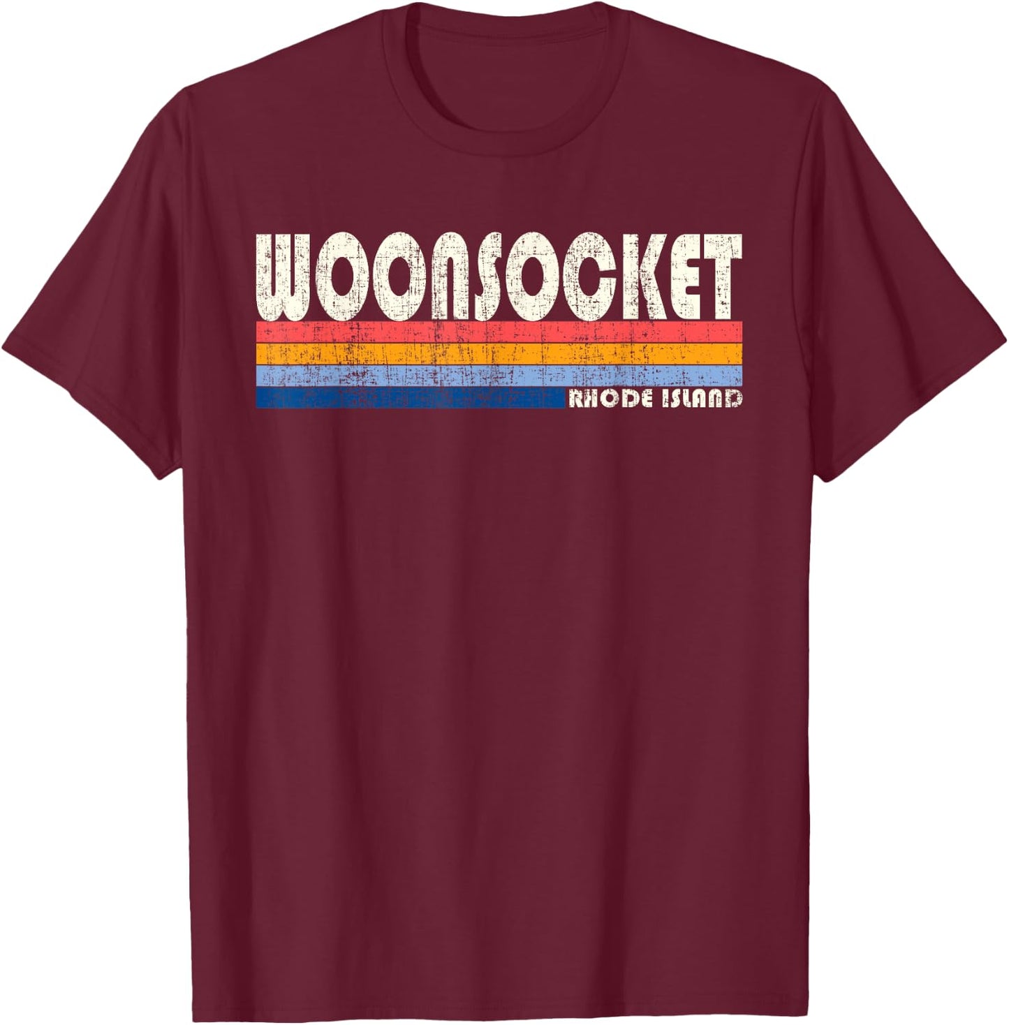 Vintage 70s 80s Style Woonsocket RI T-Shirt - T-Shirt | Maroon