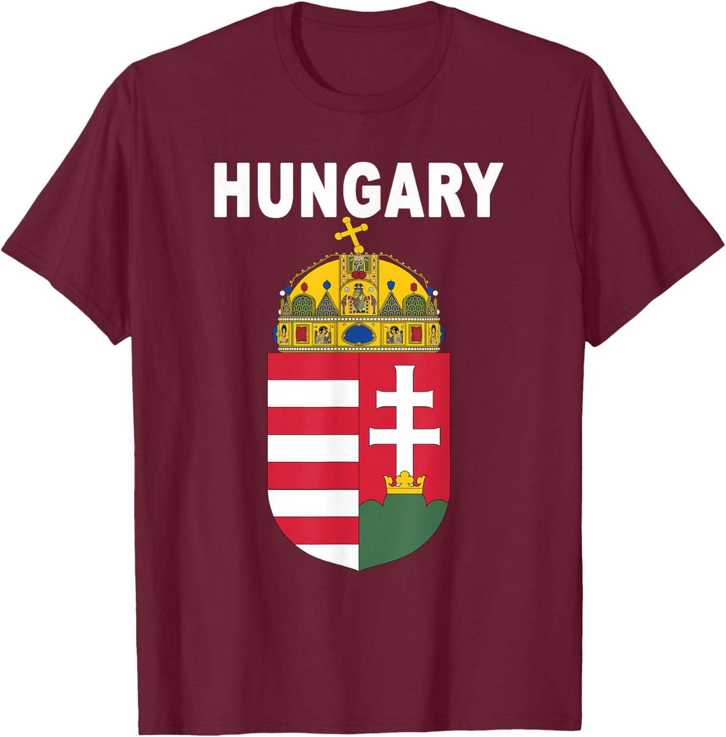 Hungary National Coat of Arms T-Shirt - T-Shirt | Maroon
