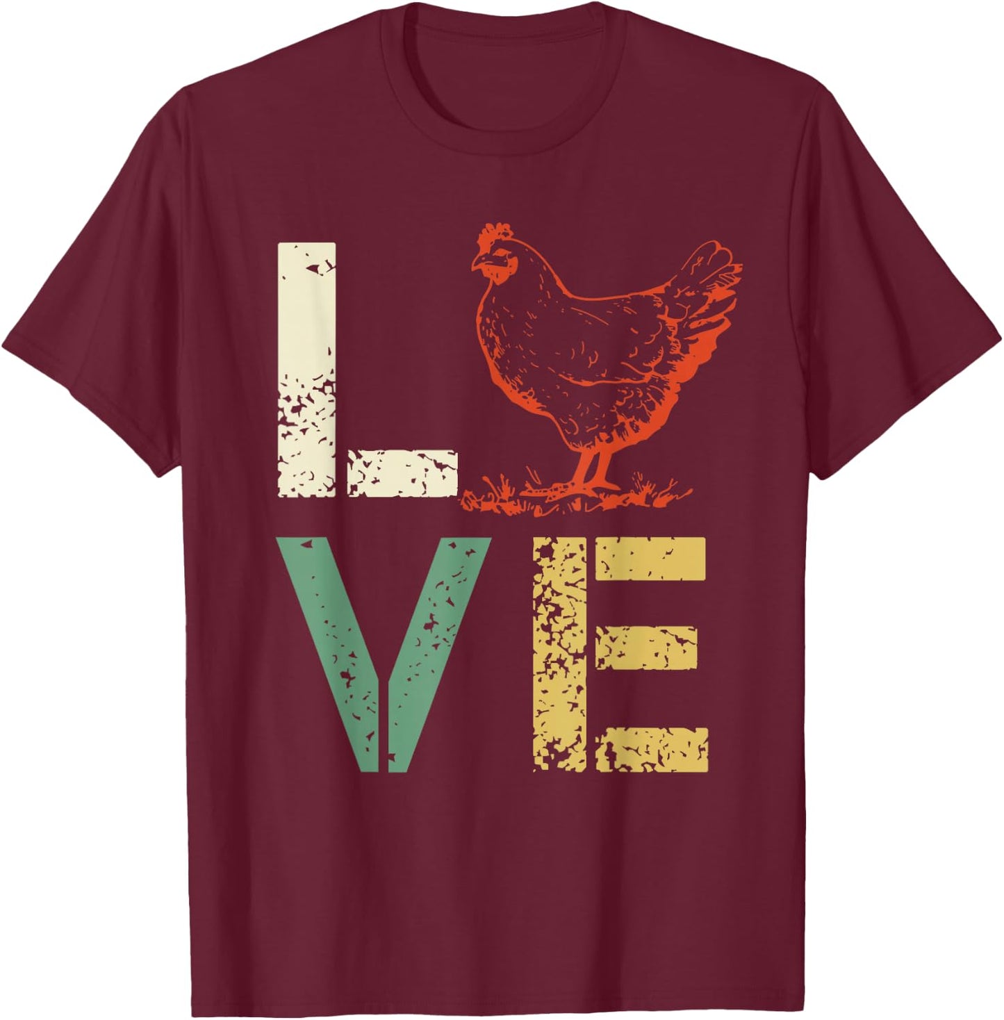 Vintage Chicken - LOVE Poultry Farmer Shirt Gift T-Shirt - T-Shirt | Maroon
