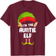 Funny Auntie Elf Matching Family Group PJ Christmas T-Shirt - T-Shirt | Maroon