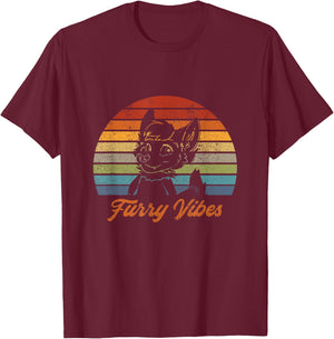 Retro Furry Fandom Furry Vibes - Cute OwO Fursuit T-Shirt - T-Shirt | Maroon
