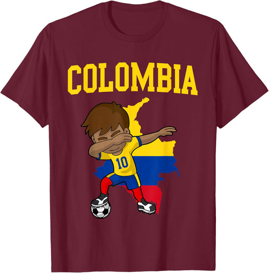 Colombia Soccer Colombian Football Dabbing T-Shirt - T-Shirt | Maroon