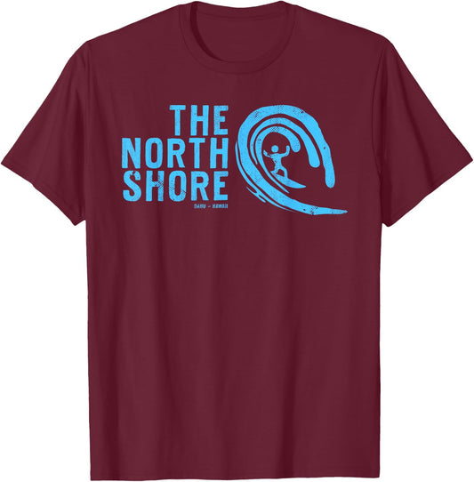 The North Shore Oahu Hawaii, Hawaiian Surf Family Vacation T-Shirt - T-Shirt | Maroon