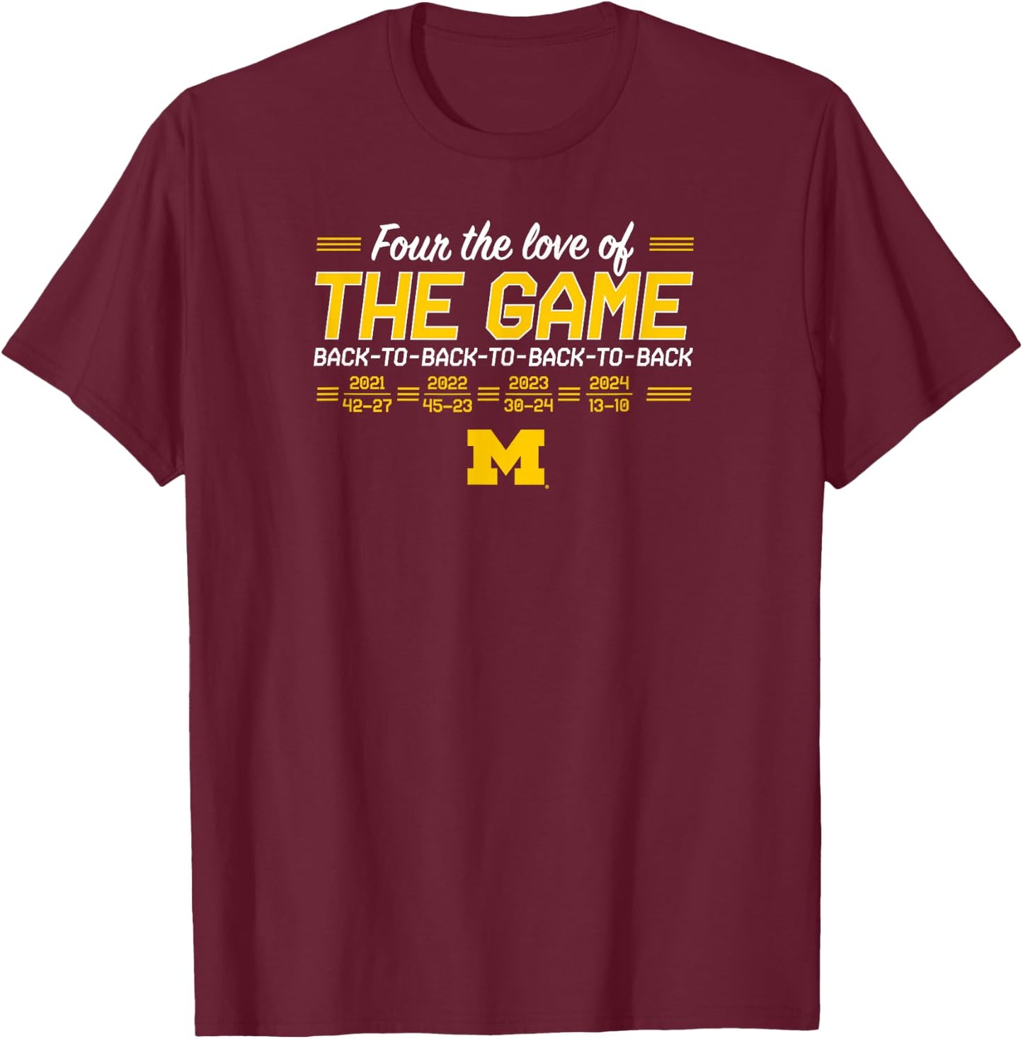 BreakingT Michigan Wolverines Football - Blue, -Adults & Kids, Short Sleeve, Regular Fit, Small T-Shirt - T-Shirt | Maroon