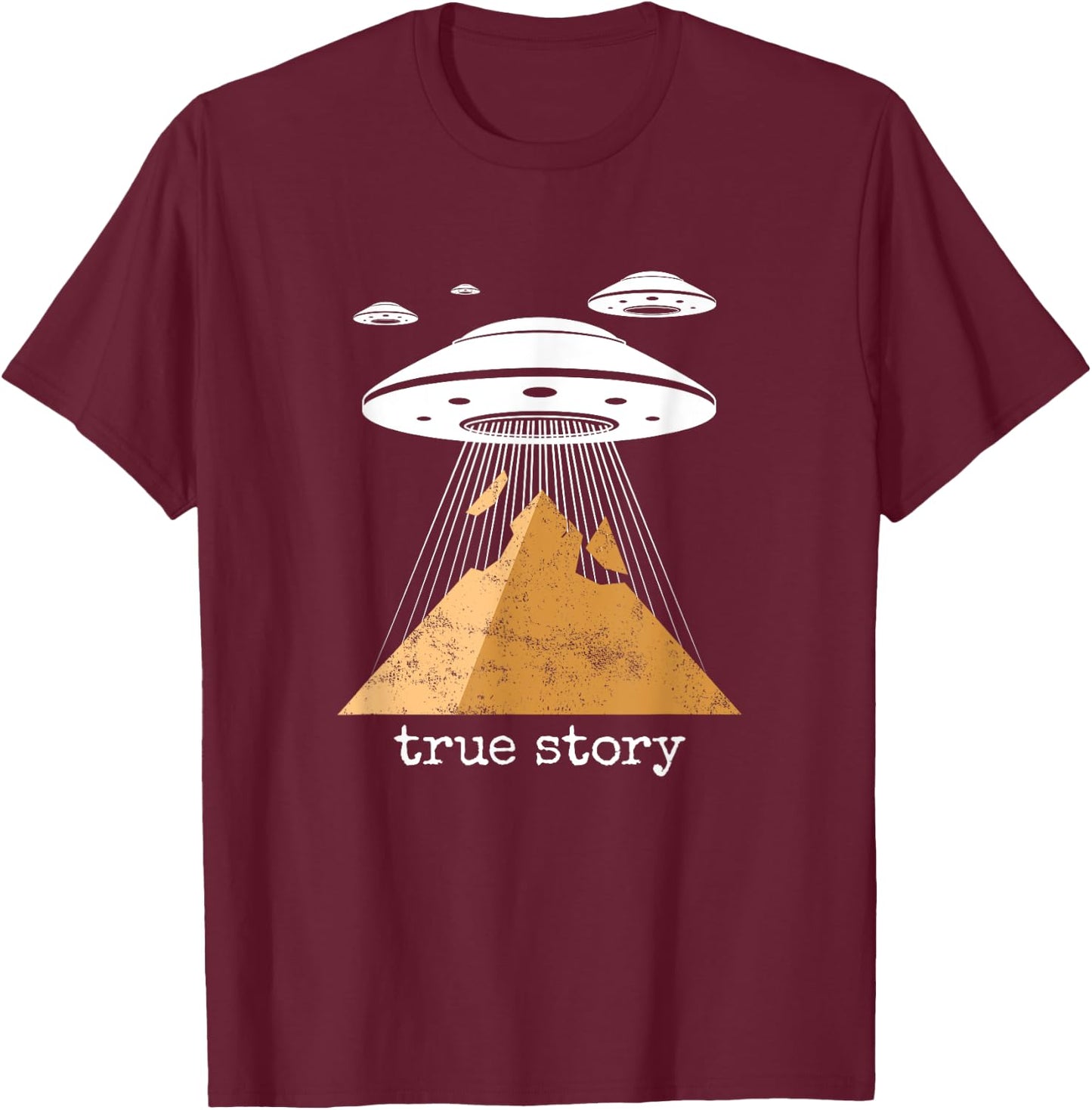 Ancient Alien Theory Novelty Shirt - UFO Conspiracy T-Shirt - T-Shirt | Maroon