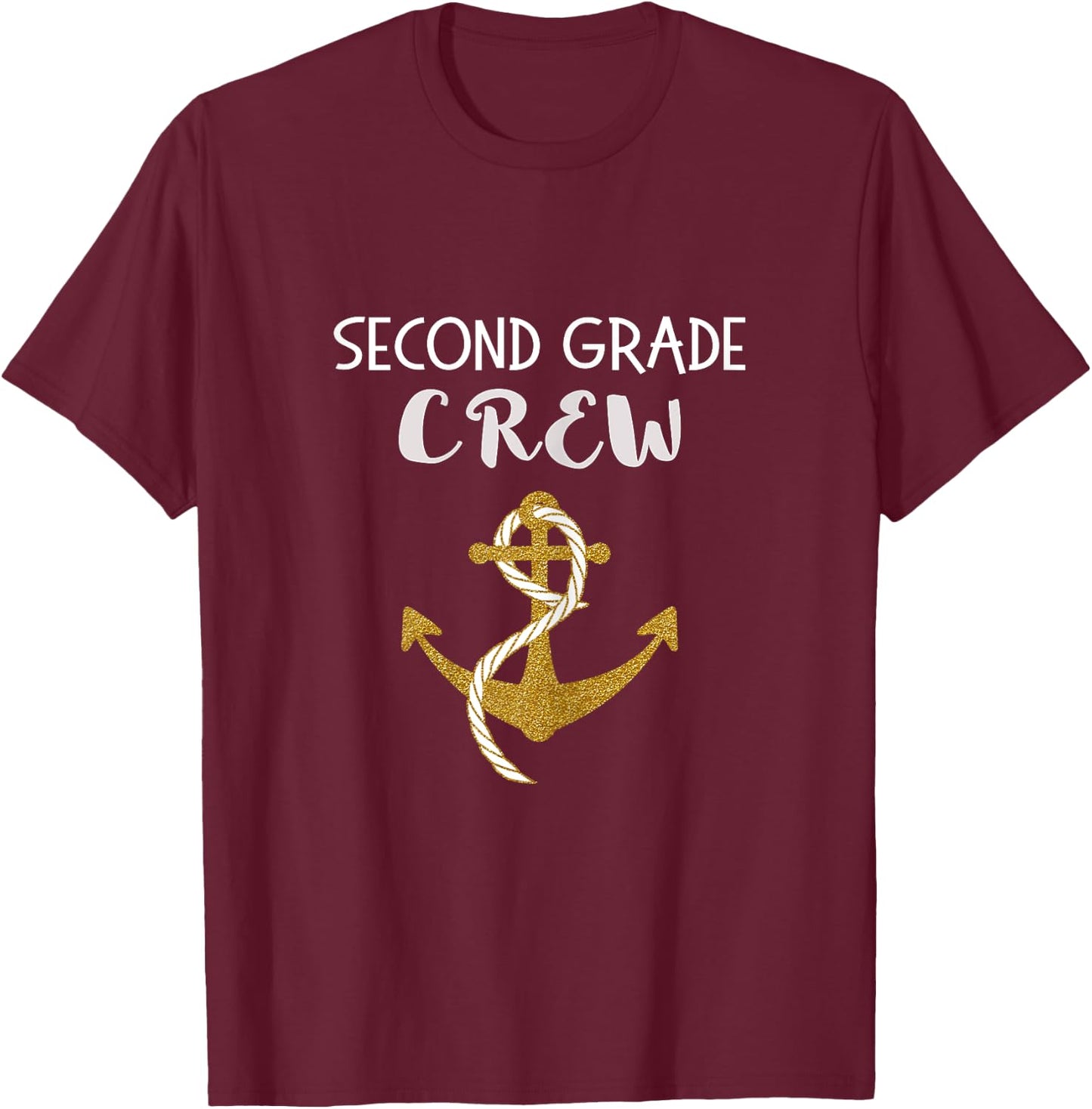 Second Grade Teacher Crew with Anchor for Summer Cruise Girls Kids T-Shirt - T-Shirt | Maroon
