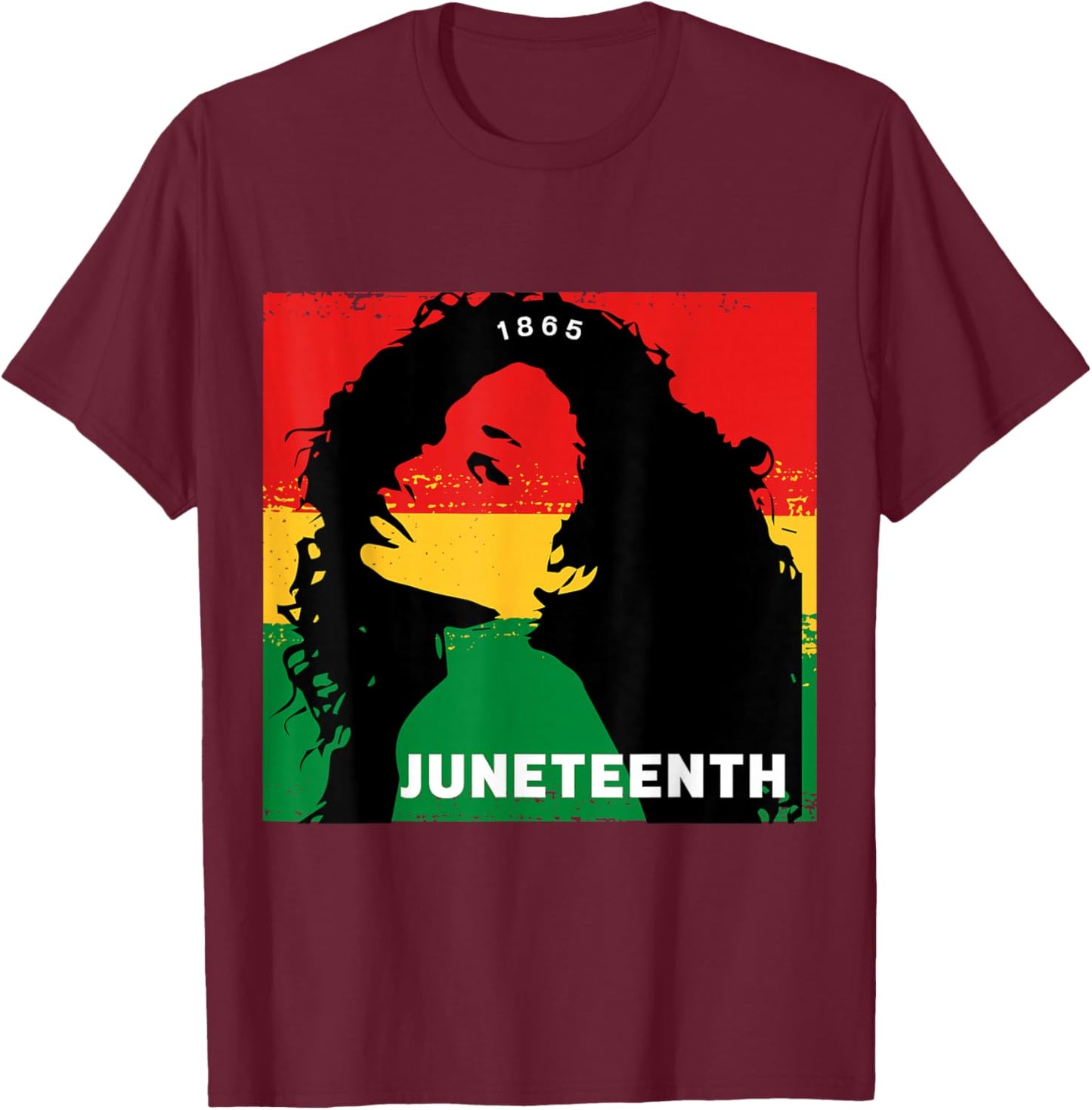 Juneteenth 1865 Natural Hair Black Pride T-Shirt - T-Shirt | Maroon