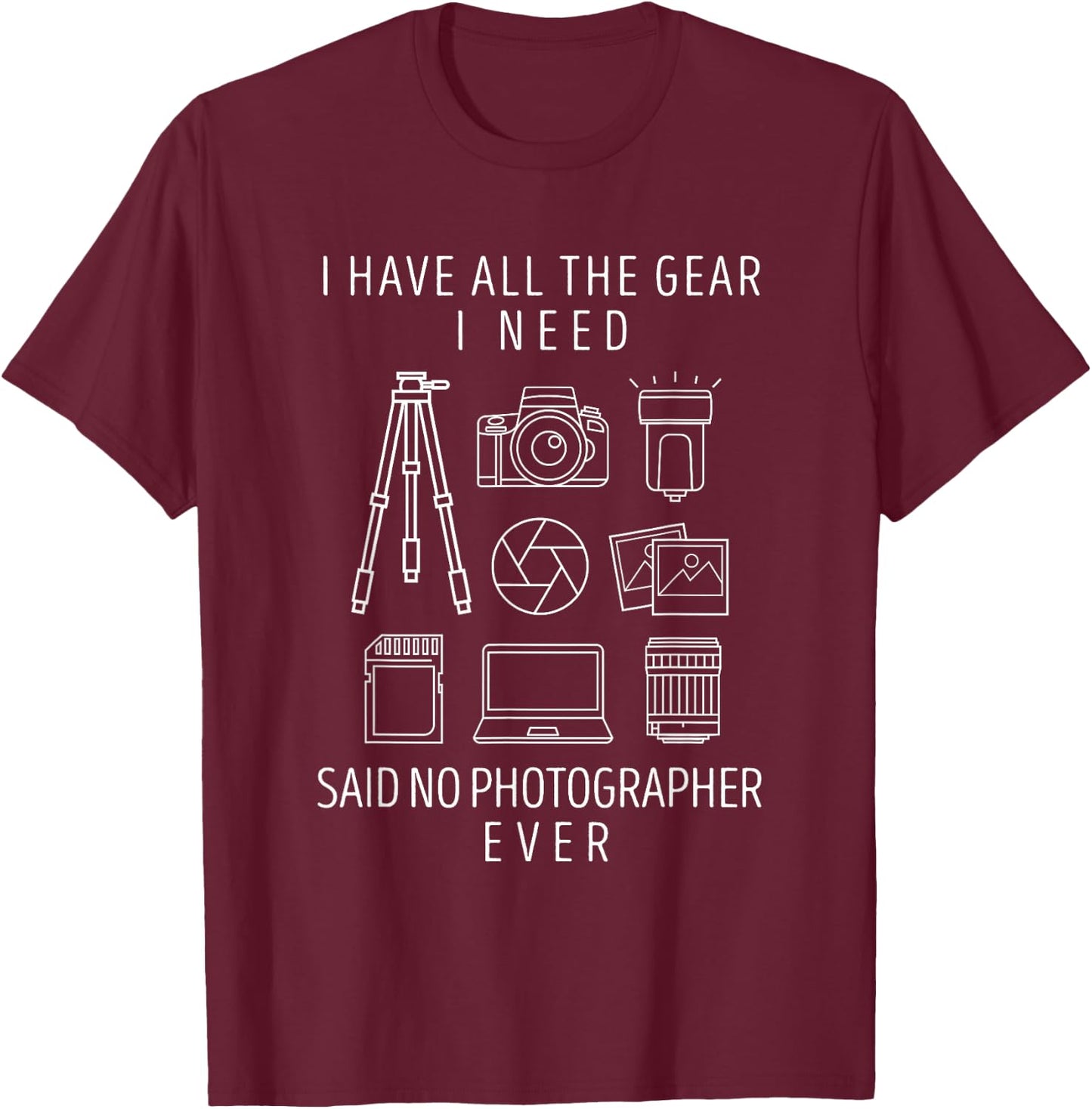 Photography Lover Gift Funny Camera Photographer Small T-Shirt - T-Shirt | Maroon