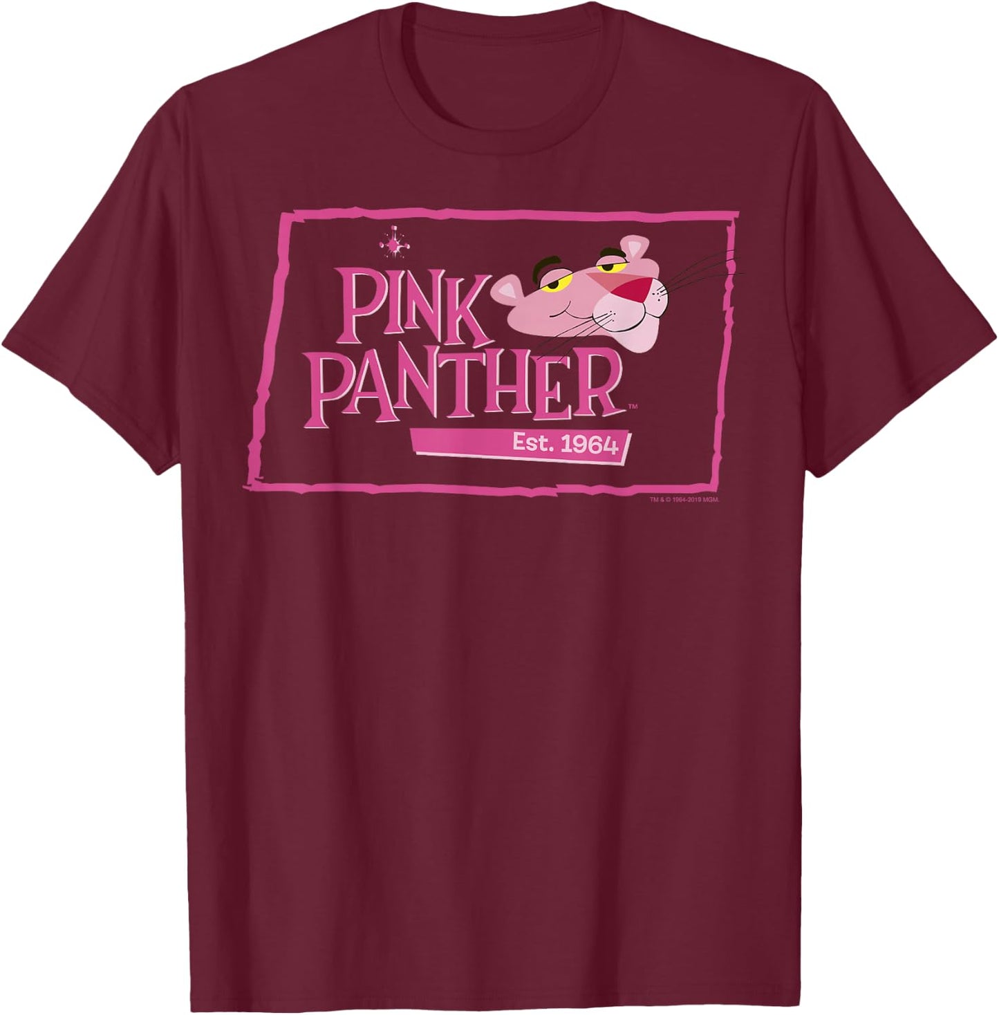 Pink Panther Boxed Portrait Logo Small T-Shirt - T-Shirt | Maroon