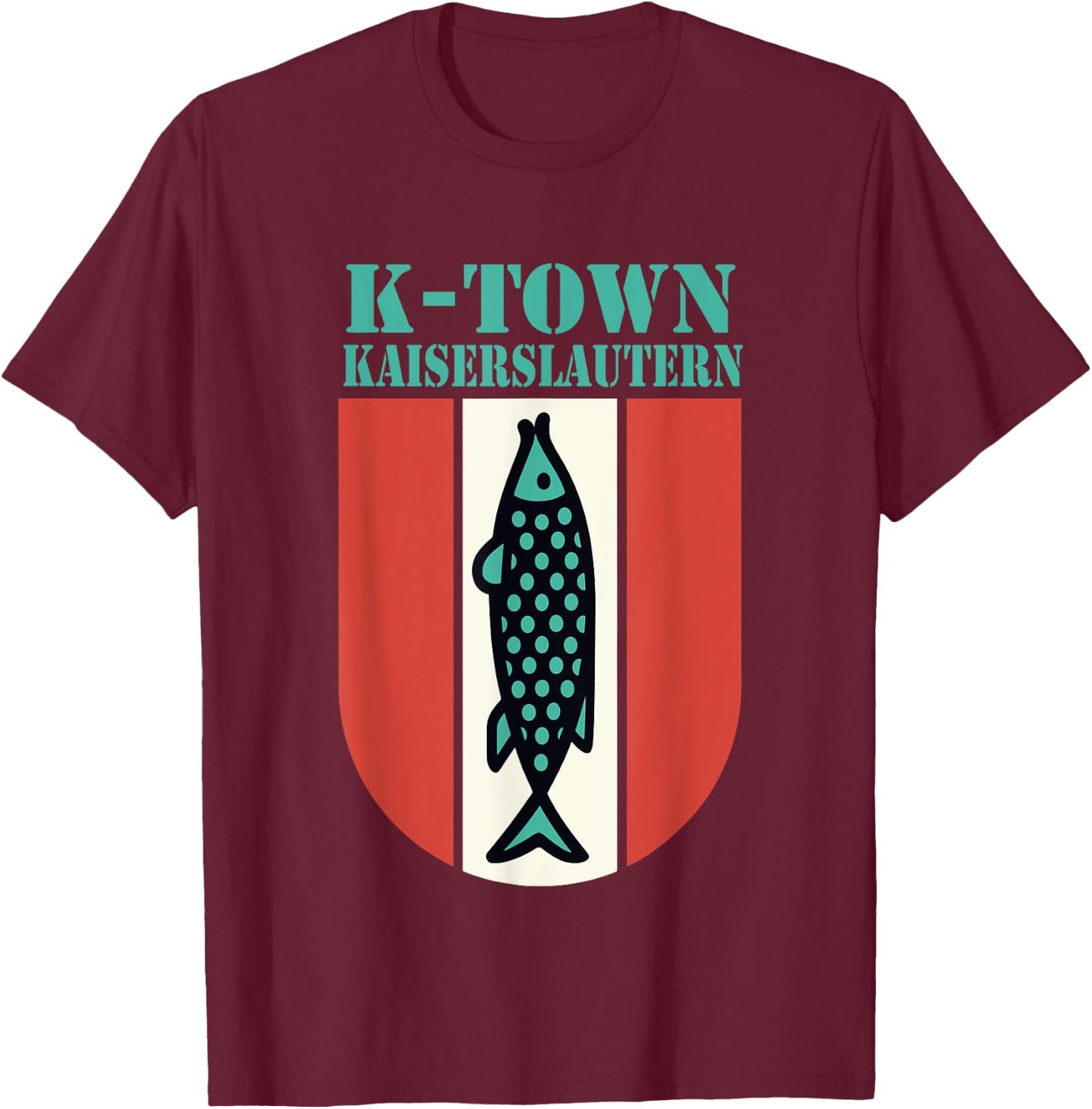 K-Town Kaiserslautern Germany Fish Emblem Vintage T-Shirt - T-Shirt | Maroon