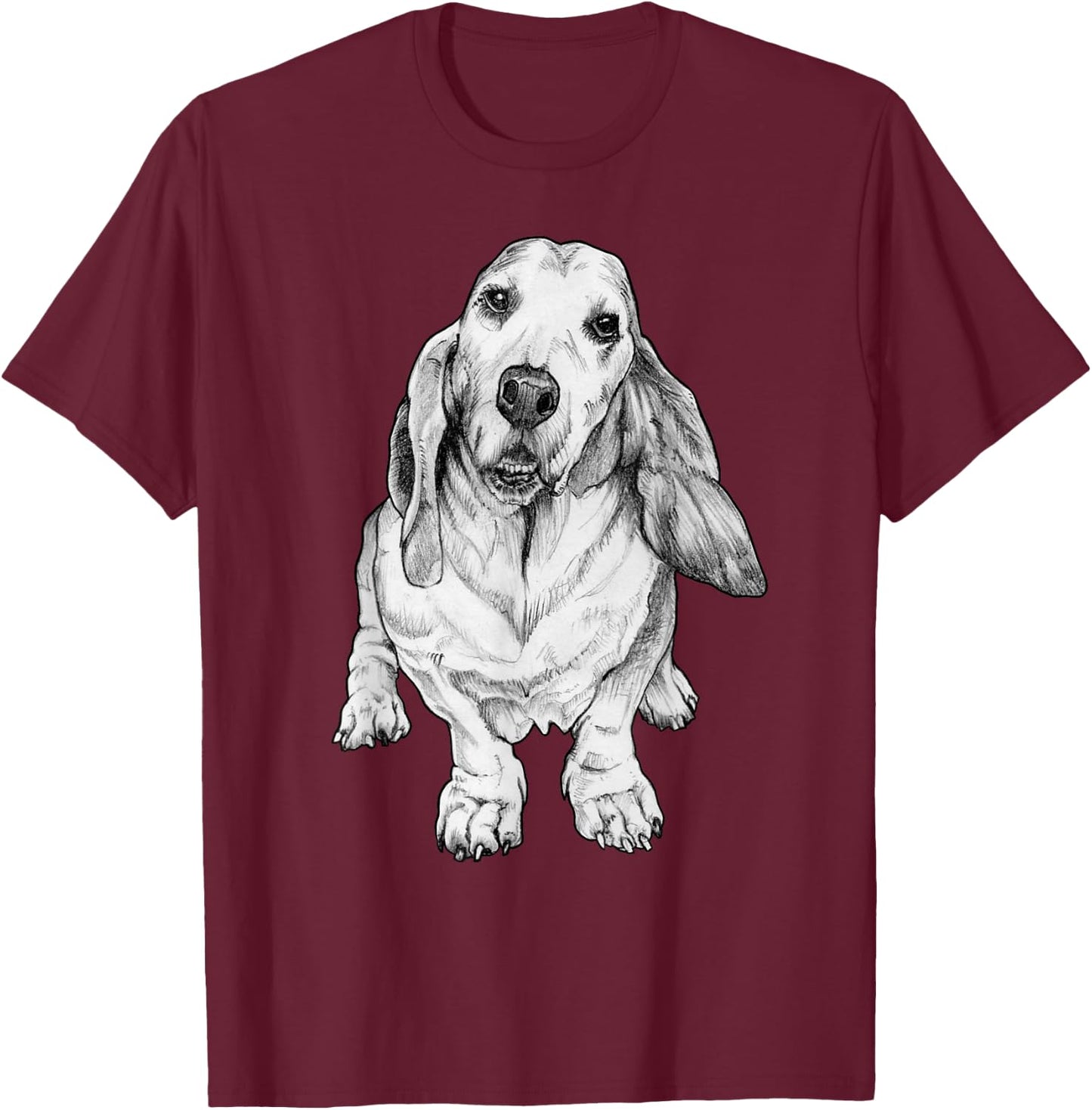 Daisy Dog Bassett Hound Illustration Men Women Kids T-Shirt - T-Shirt | Maroon
