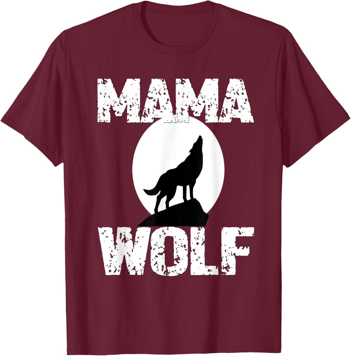 Mama Wolf Matching Family Tribe Wolves Moon Woman T-Shirt - T-Shirt | Maroon