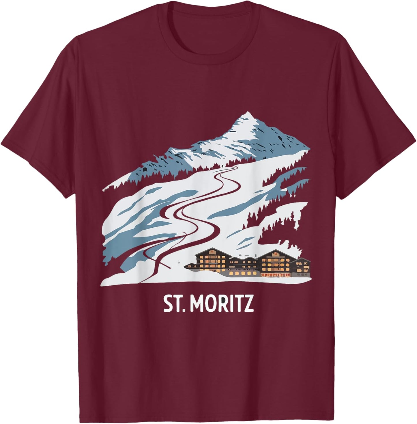 St Moritz Swiss Snow Alps T-Shirt - T-Shirt | Maroon