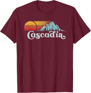 Mountain Life Outdoor Junkie Vintage Cascadia Retro Distressed Vibe Mountains T-Shirt - T-Shirt | Maroon