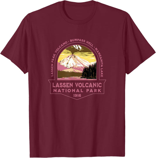 Lassen Volcanic National Park California Vacation Souvenir T-Shirt - T-Shirt | Maroon