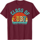 Class of 2037 Grow With Me Kindergarten to Graduation Retro T-Shirt - T-Shirt | Maroon
