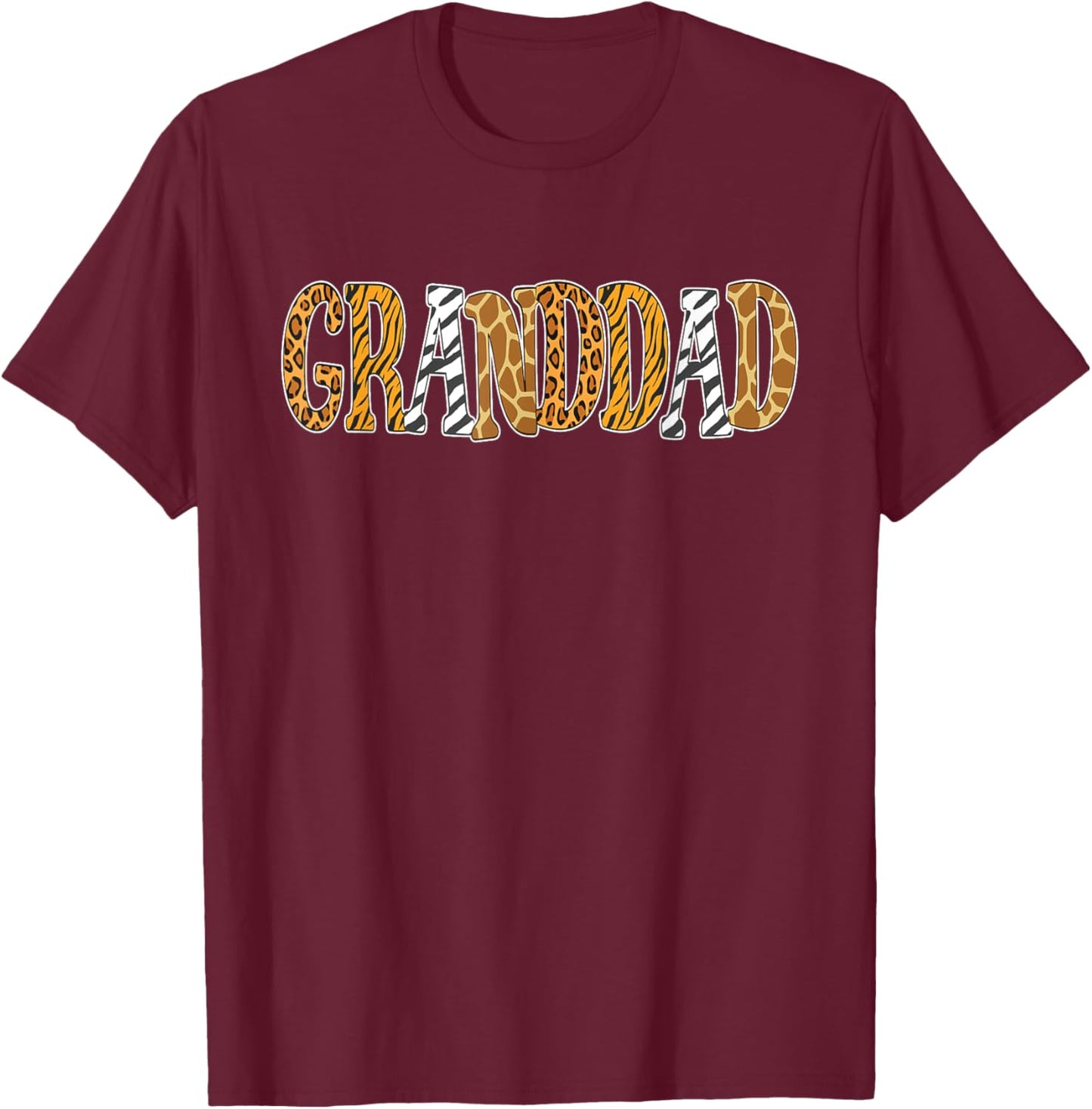 Safari Animal Grandpa Granddad Birthday Party T-Shirt - T-Shirt | Maroon