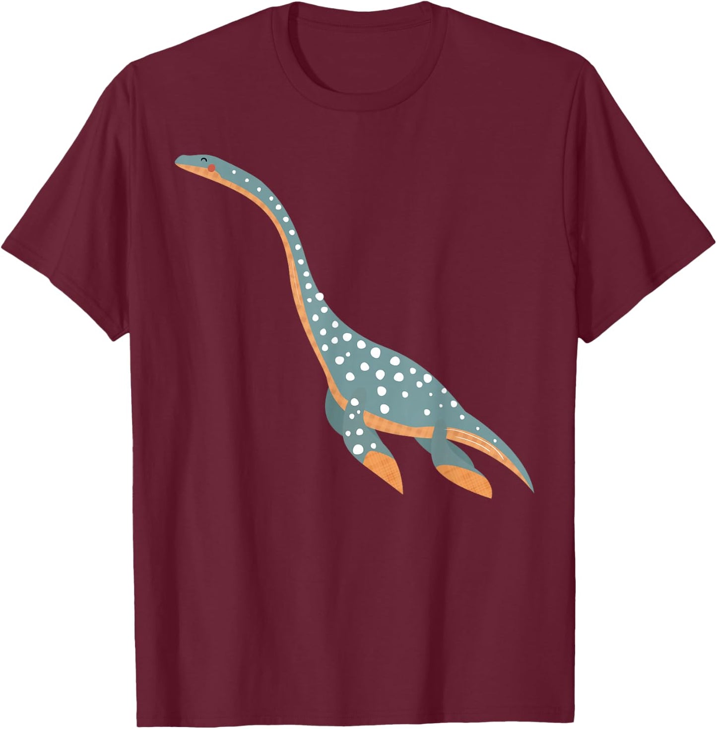 Cute Elasmosaurus | Swimming Ocean Dinosaur & Gift T-Shirt - T-Shirt | Maroon