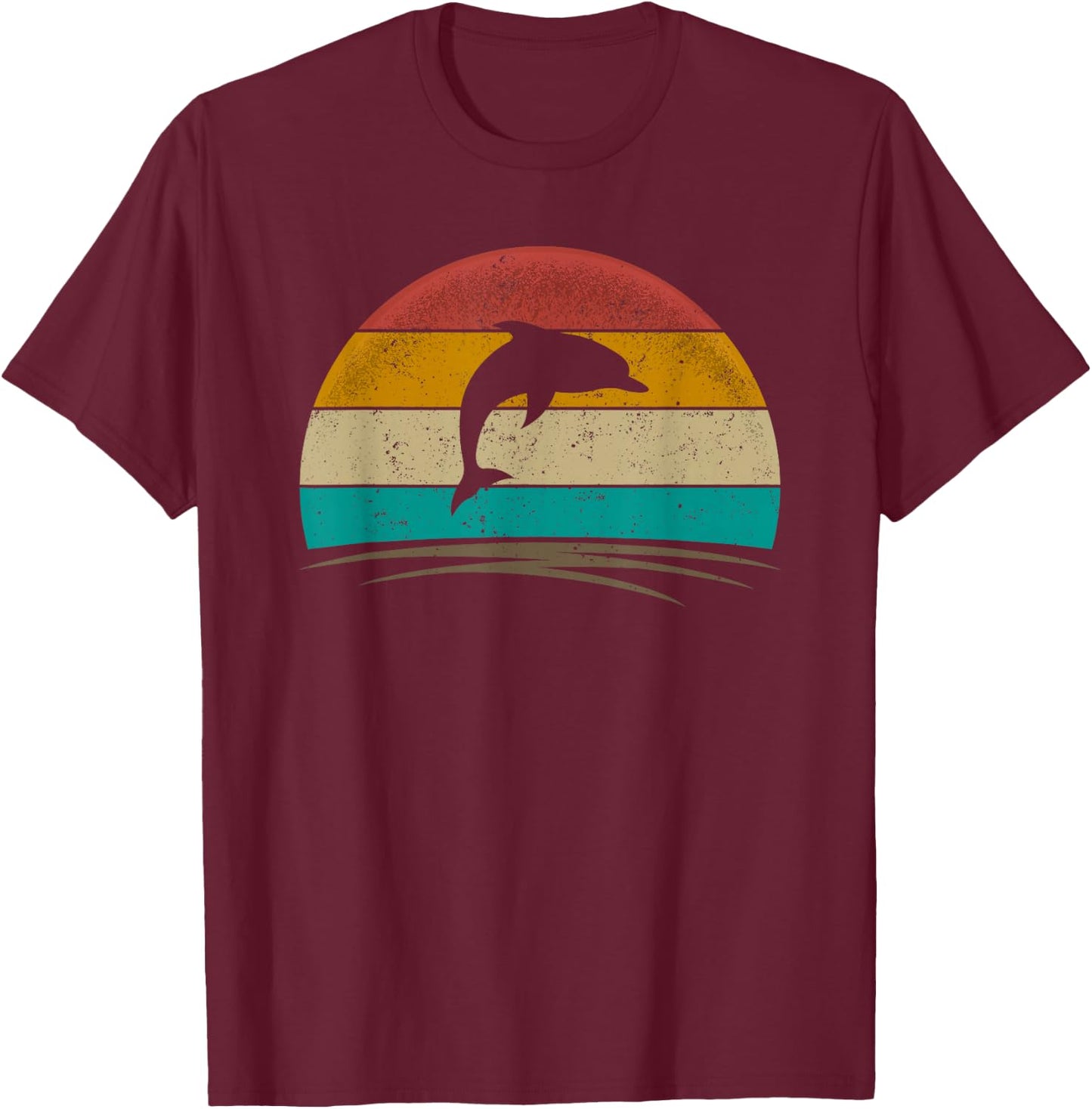 Dolphin Shirt Retro Style Sea Animal Whale Marine Biology T-Shirt - T-Shirt | Maroon
