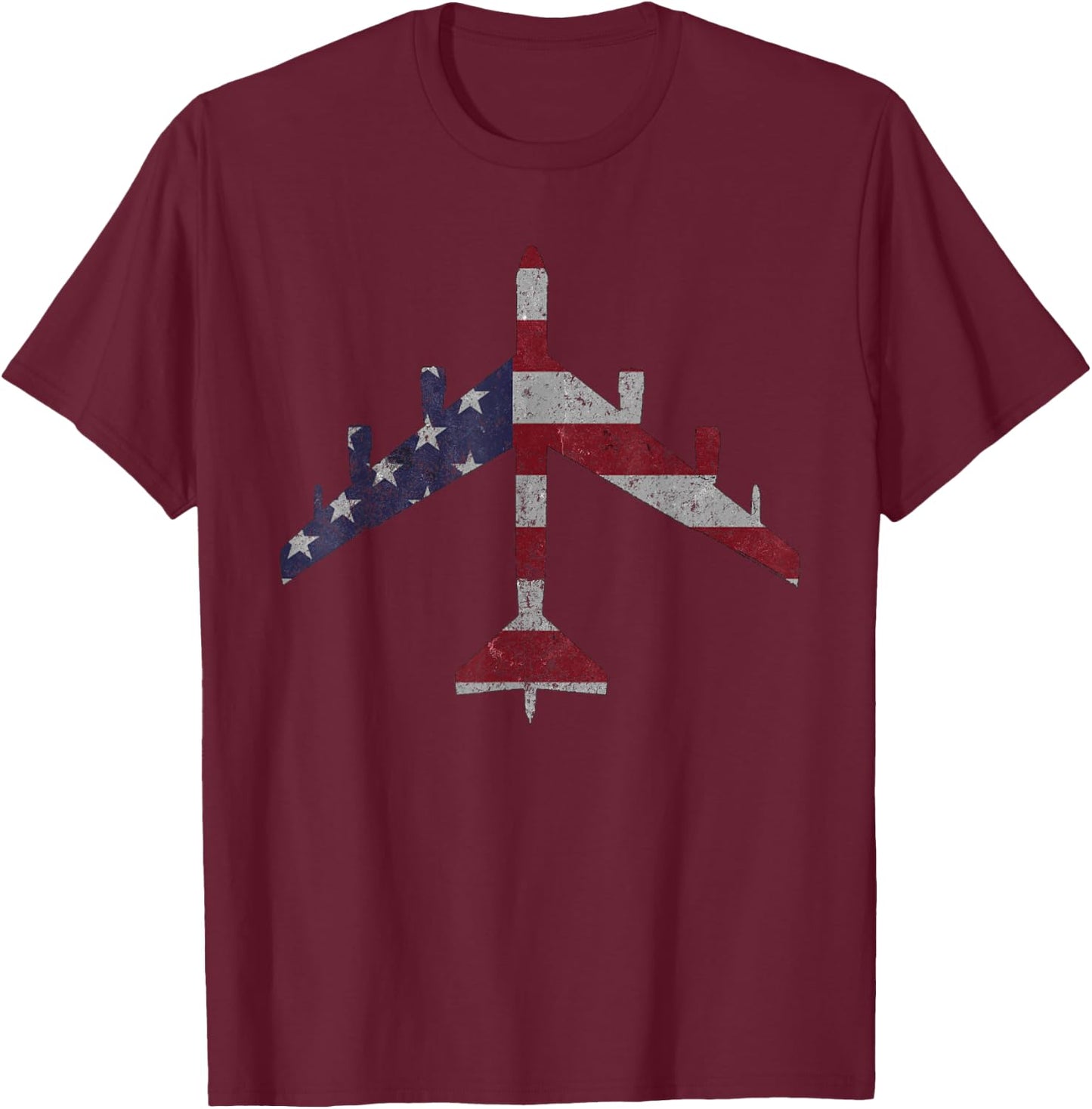 B-52 Stratofortress Silhouette American Flag Women Kids Men T-Shirt - T-Shirt | Maroon