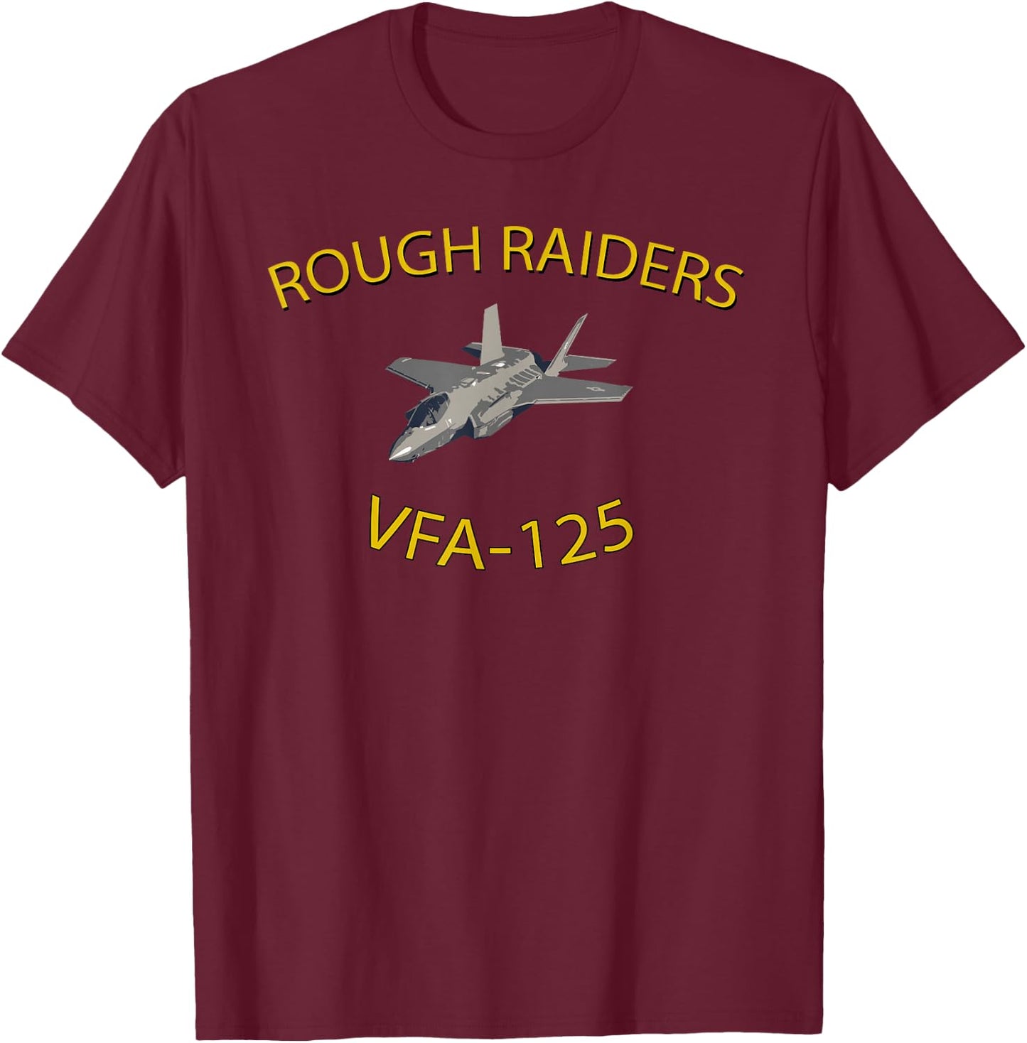 Designed For Flight VFA-125 Rough Raiders Strike Fighter Squadron F35 Lightning T-Shirt - T-Shirt | Maroon