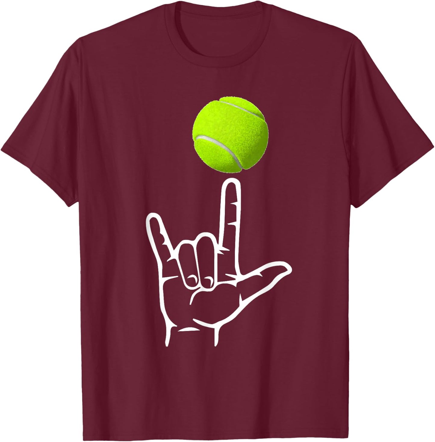 ASL Sign Language Shirt for Tennis Player Deaf Gifts T-Shirt - T-Shirt | Maroon