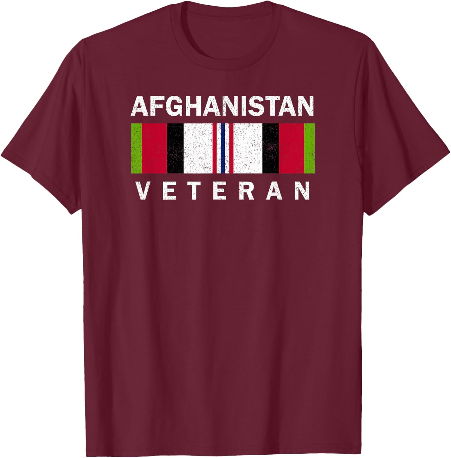 U.S. Military Afghanistan War Veteran Distressed T-Shirt - T-Shirt | Maroon