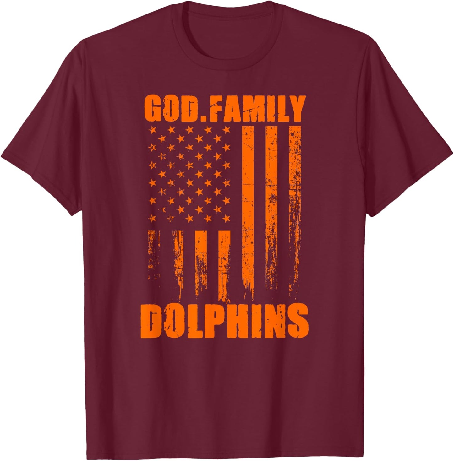 Mosley Dolphins God. Family. Vintage USA Flag T-Shirt - T-Shirt | Maroon