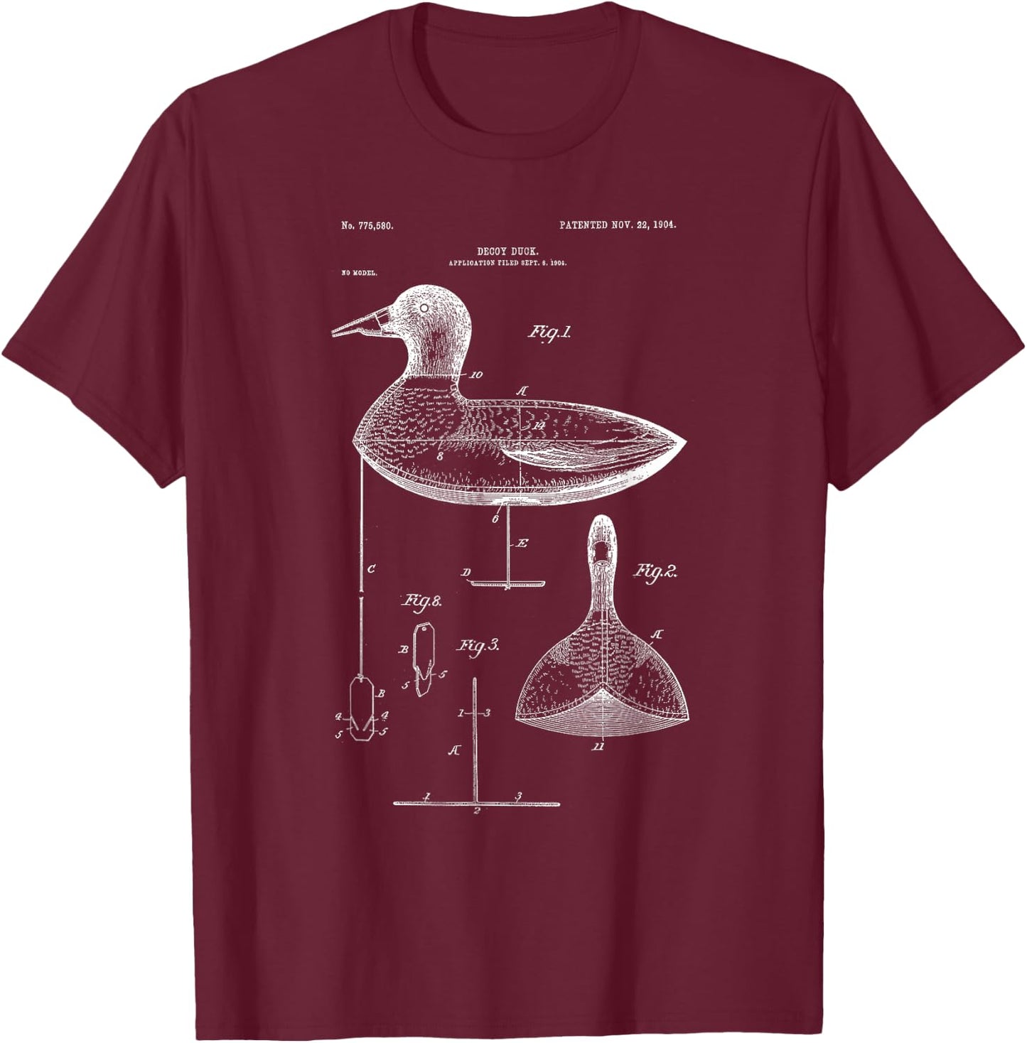 Vintage Duck Hunting Decoy Shirt - Wood Mallard Carving T-Shirt - T-Shirt | Maroon