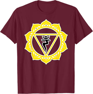 Yoga Manipura Solar Plexus Wisdom Power Yellow Chakra T-Shirt - T-Shirt | Maroon