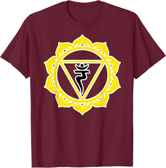 Yoga Manipura Solar Plexus Wisdom Power Yellow Chakra T-Shirt - T-Shirt | Maroon