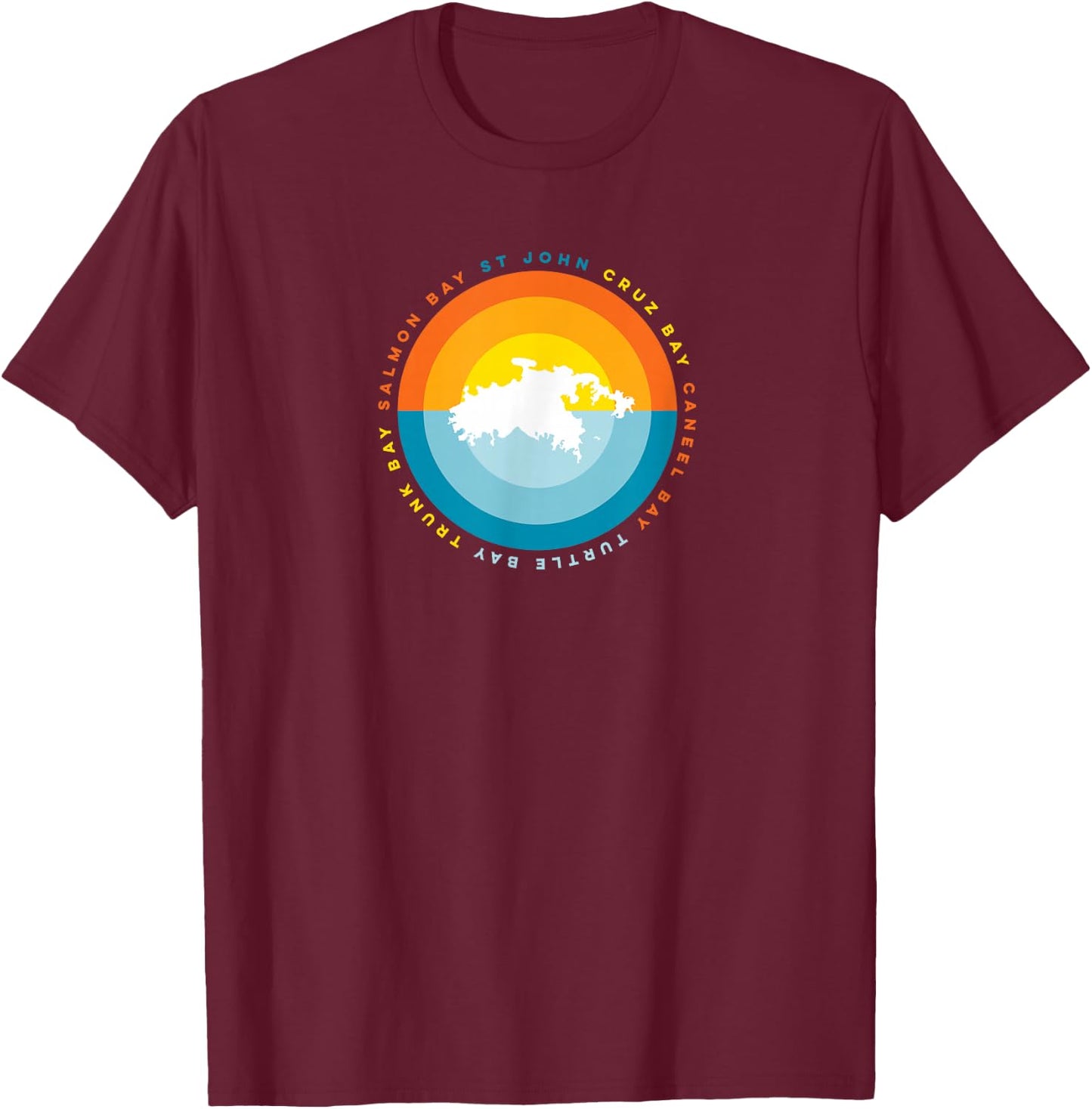 St John USVI Cruz Bay Caneel Bay Sunset Graphic T Shirt T-Shirt - T-Shirt | Maroon
