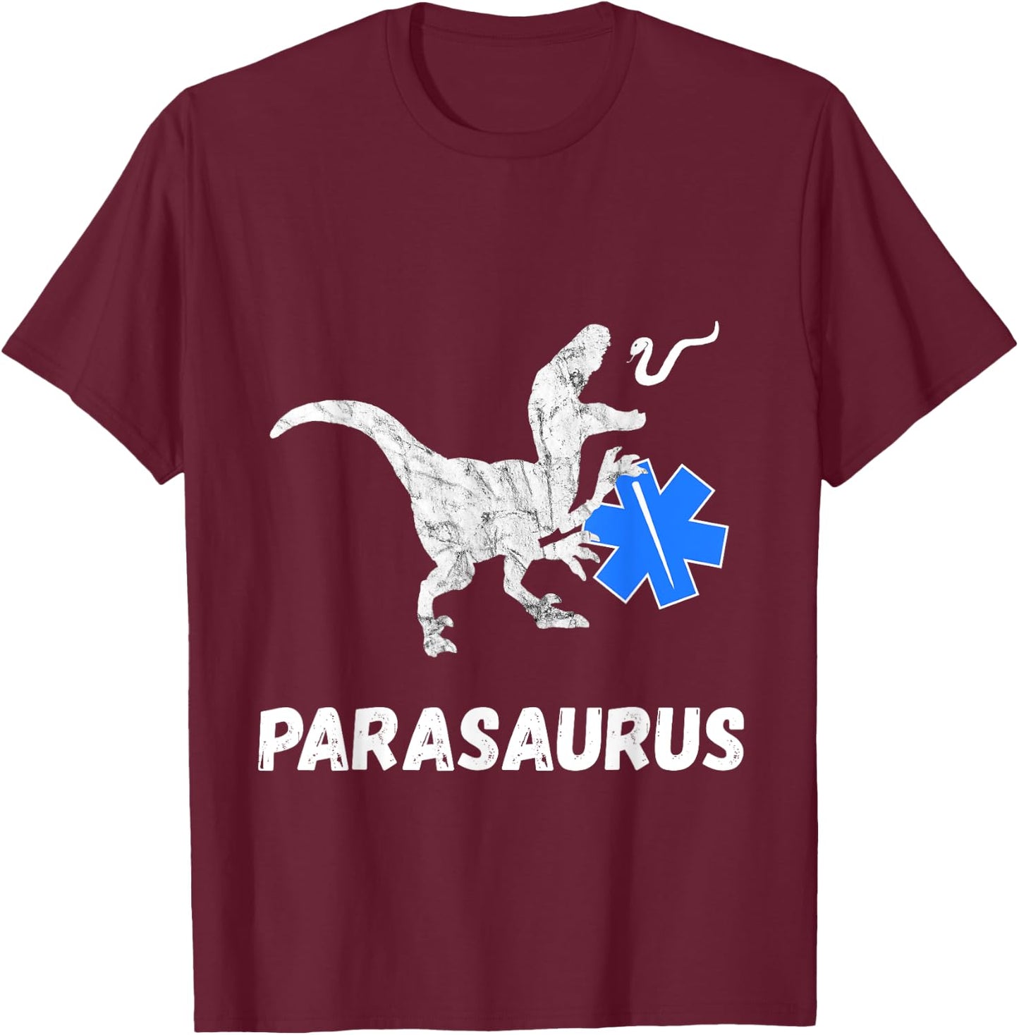 Paramedic Dino Funny Rescue Aid Dino Sani T-Rex T-Shirt - T-Shirt | Maroon