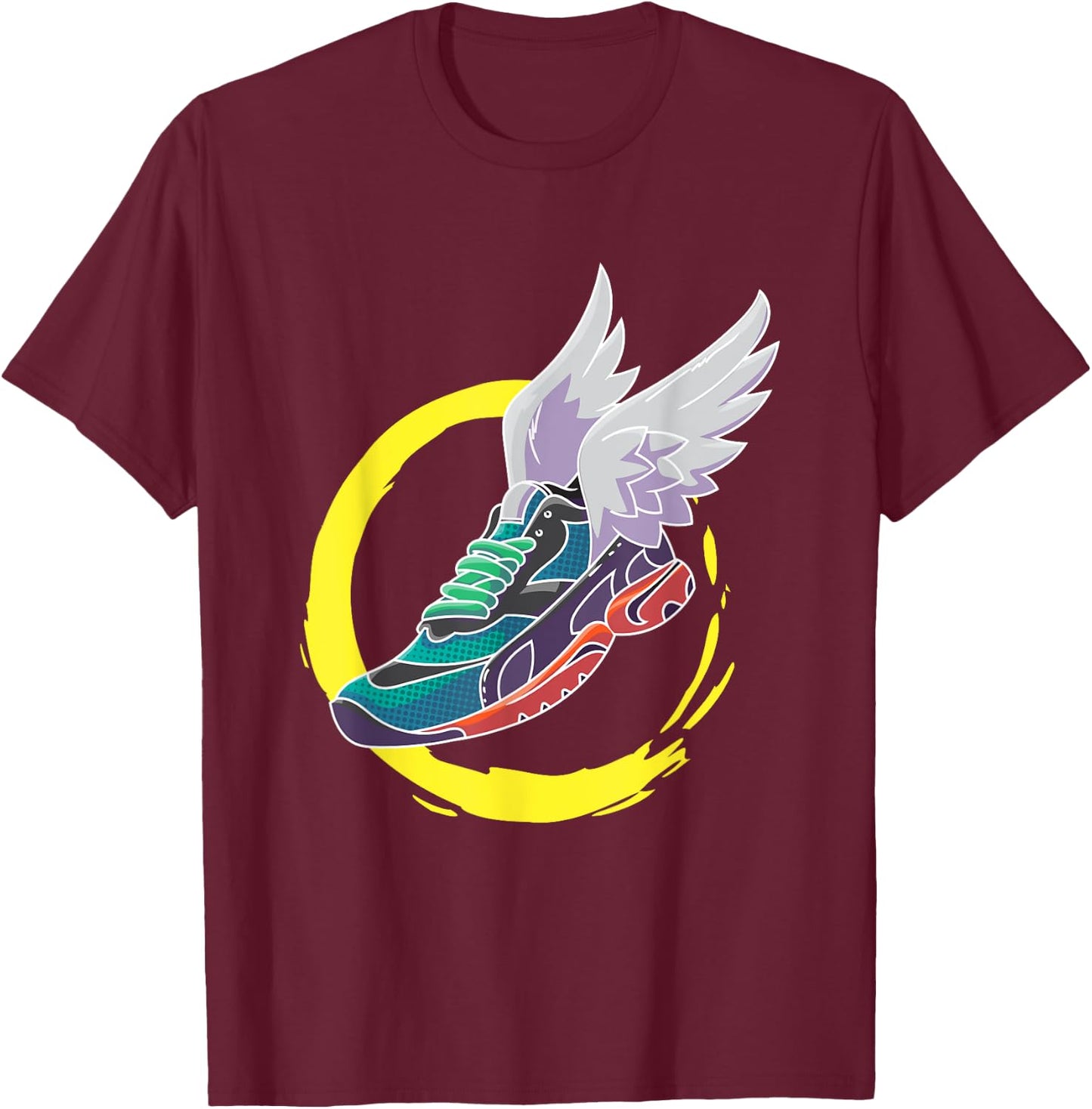 Winged Sneaker Running Shoe Track and Field T-Shirt - T-Shirt | Maroon