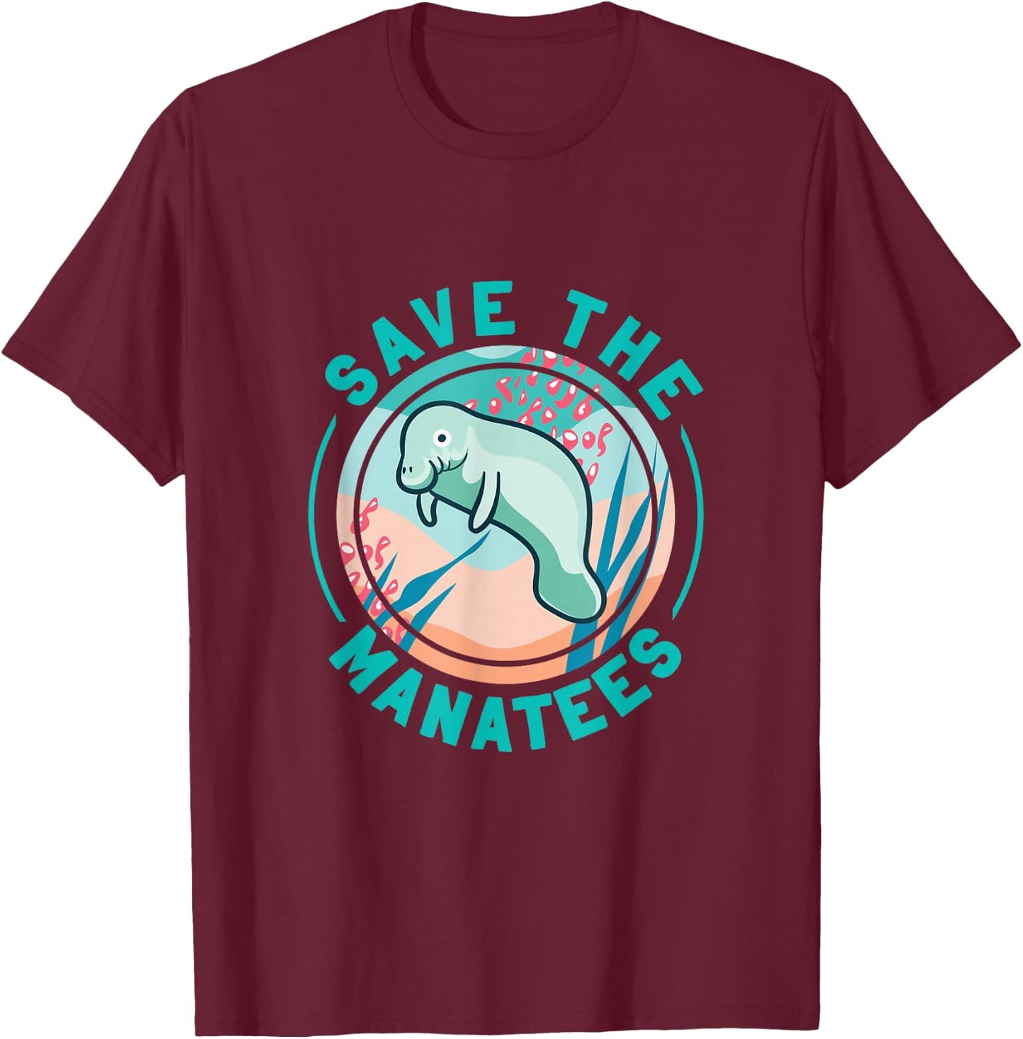 Cute Save The Manatees T-Shirt - T-Shirt | Maroon