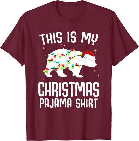 Polar Bear Christmas Pajama Santa Bear Lover T-Shirt - T-Shirt | Maroon