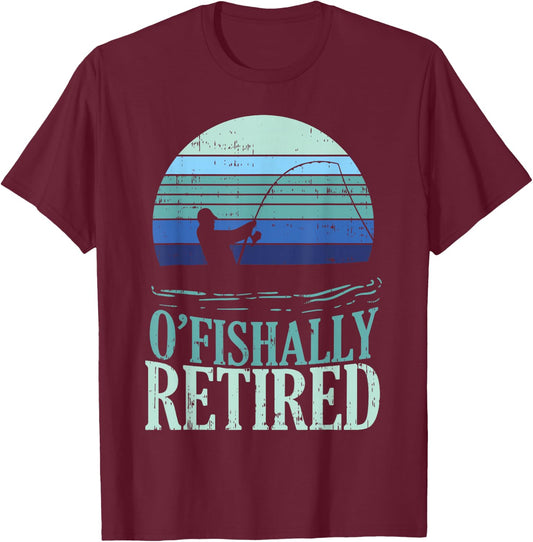 Ofishally Retired Fishing Retro Retirement Dad Men Gift T-Shirt - T-Shirt | Maroon