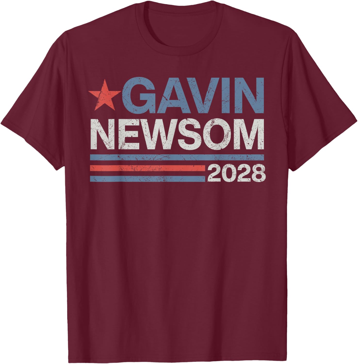Newsom 2028 Gavin Newsom 2028 President 48 Election Campaign T-Shirt - T-Shirt | Maroon