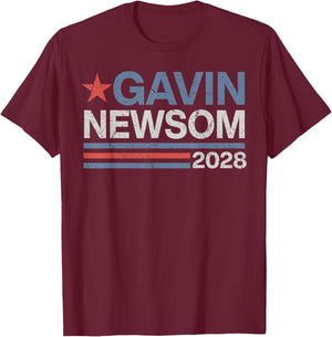 Newsom 2028 Gavin Newsom 2028 President 48 Election Campaign T-Shirt - T-Shirt | Maroon