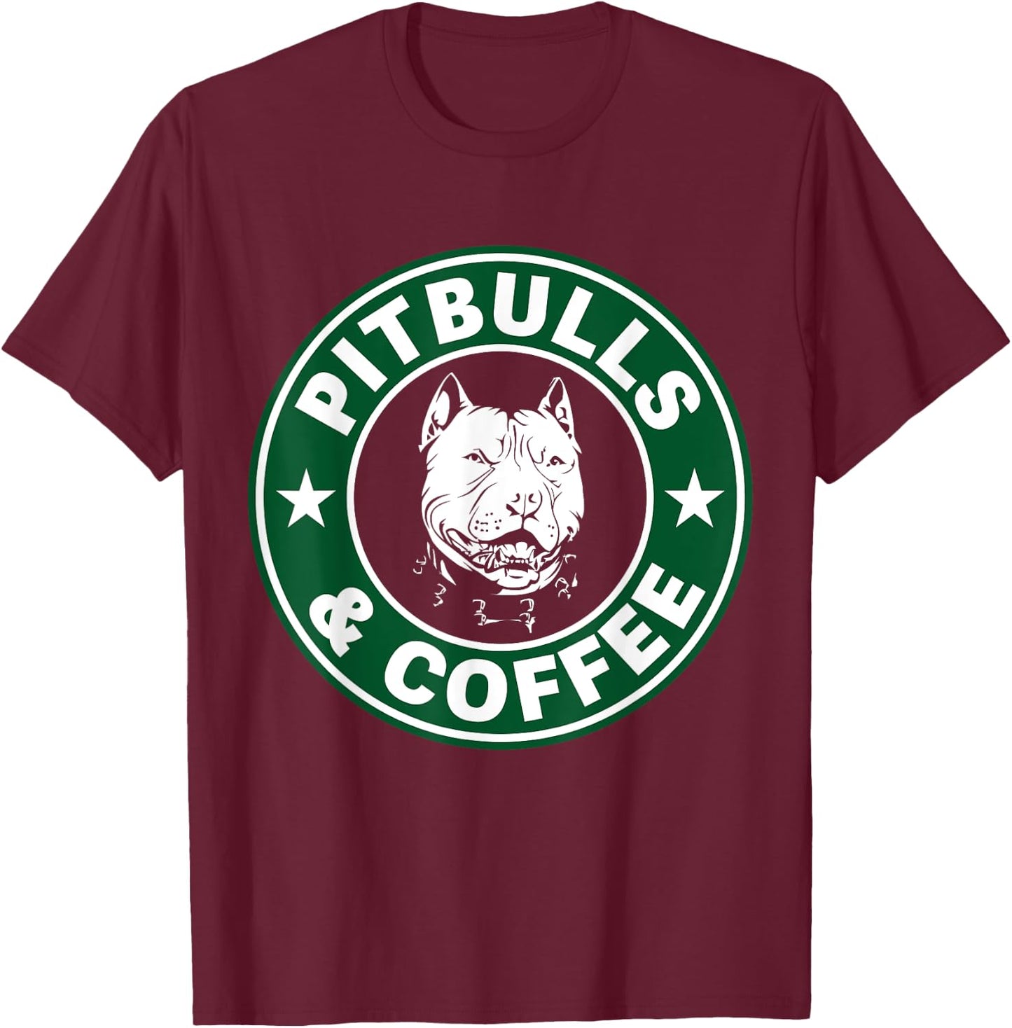 Pitbull and Coffee Shirt T-Shirt - T-Shirt | Maroon