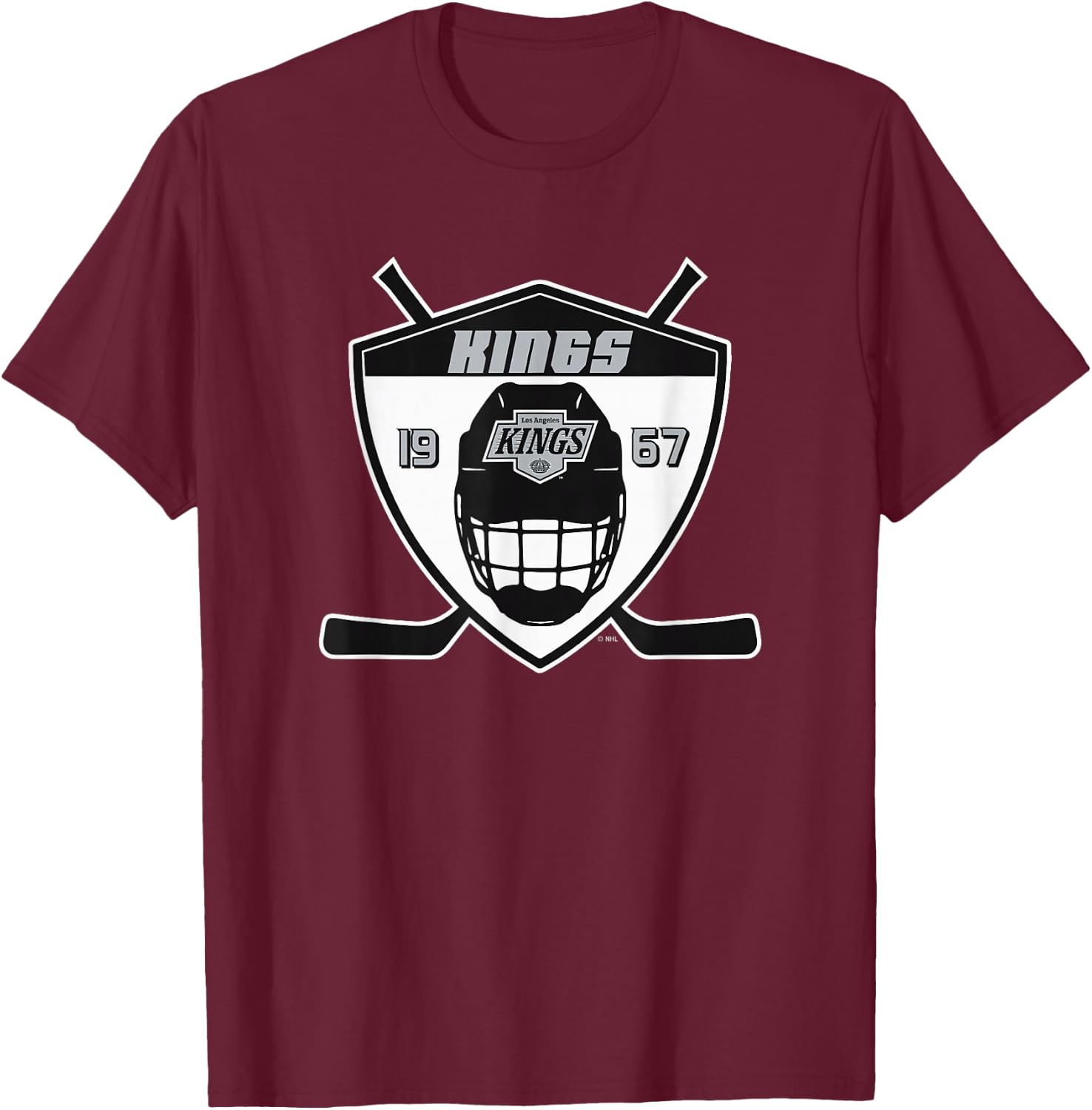 Los Angeles Kings Shield Dark Heather Officially Licensed T-Shirt - T-Shirt | Maroon
