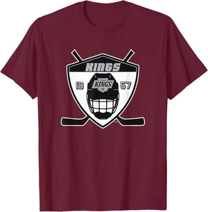 Los Angeles Kings Shield Dark Heather Officially Licensed T-Shirt - T-Shirt | Maroon
