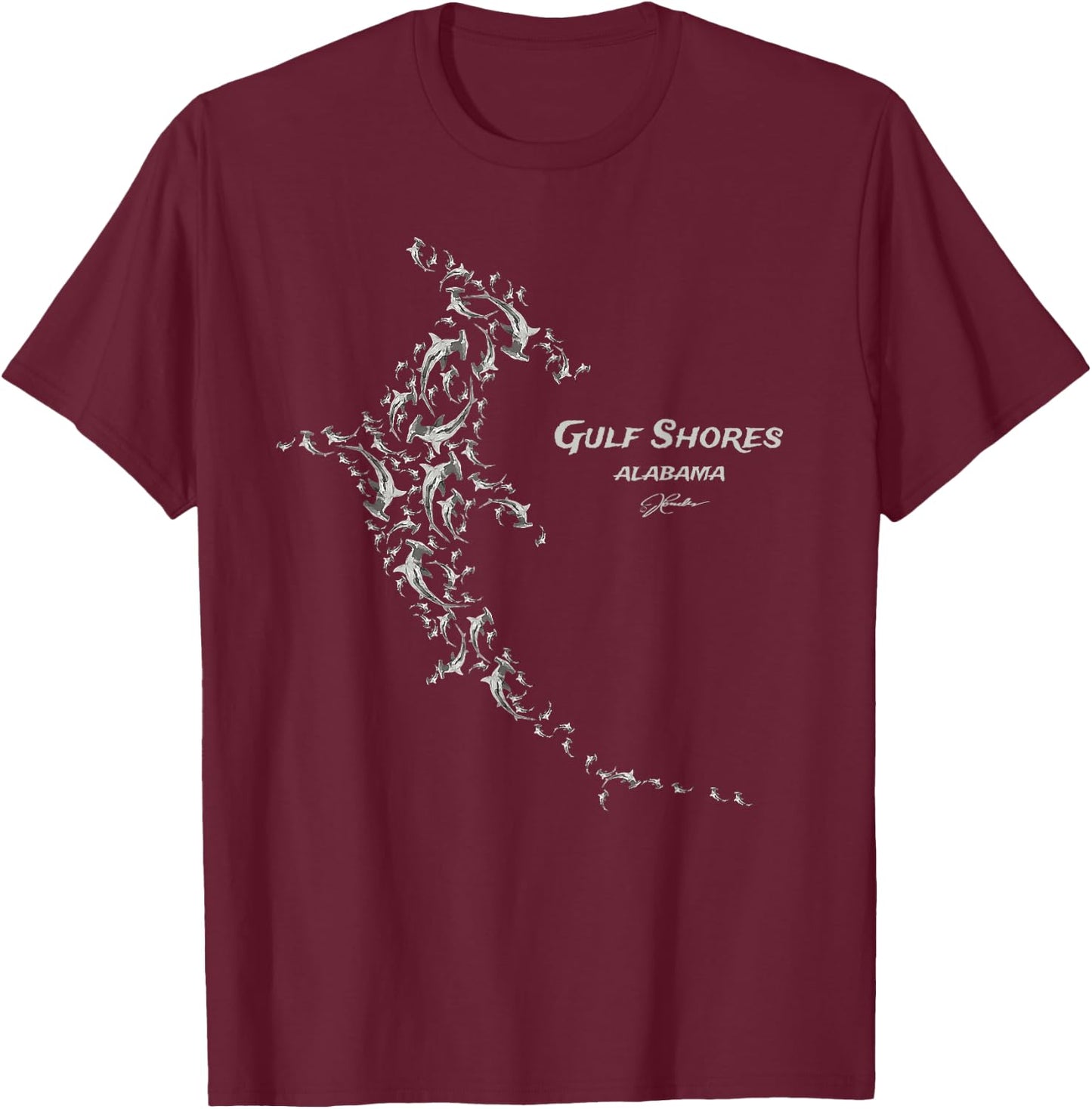 JCombs: Gulf Shores, AL, Hammerhead Shark School T-Shirt - T-Shirt | Maroon