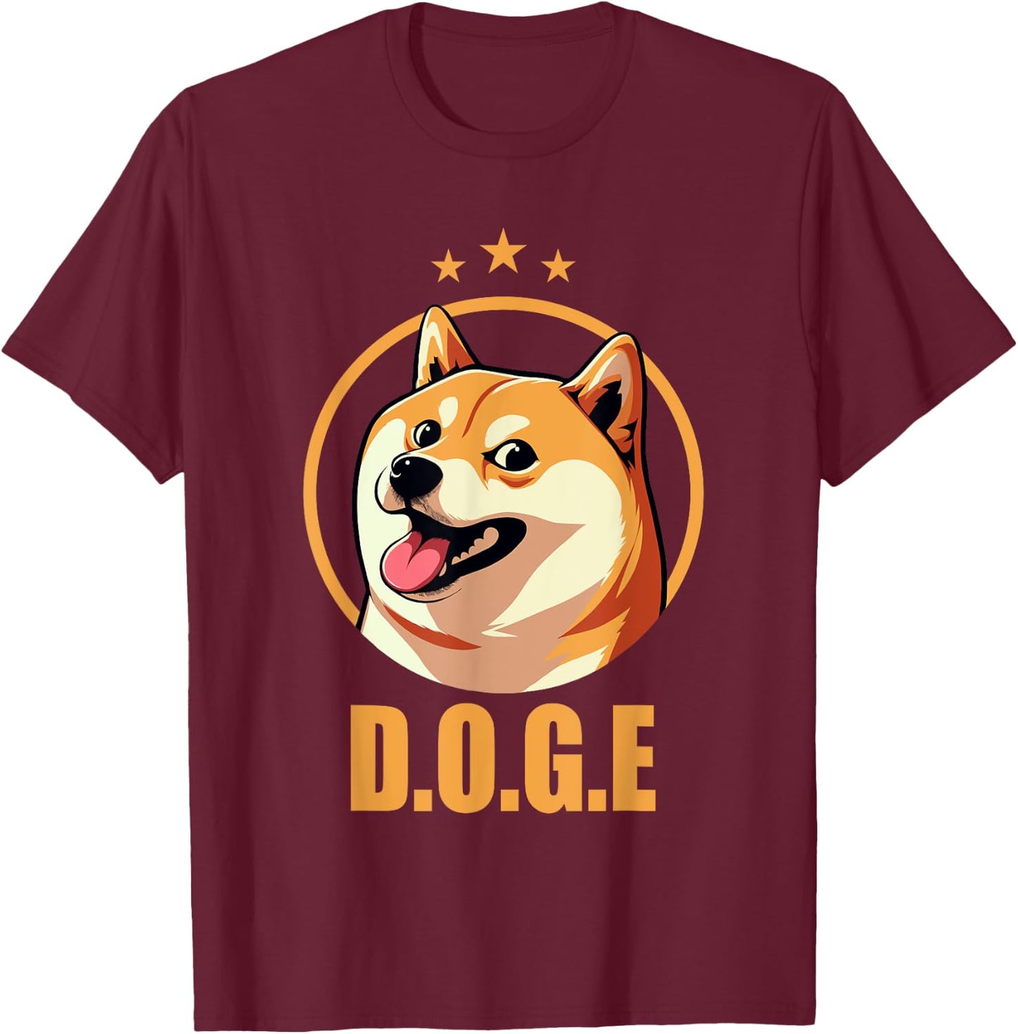 DOGE Department Of Government Efficiency Meme Shiba Inu Dog T-Shirt - T-Shirt | Maroon