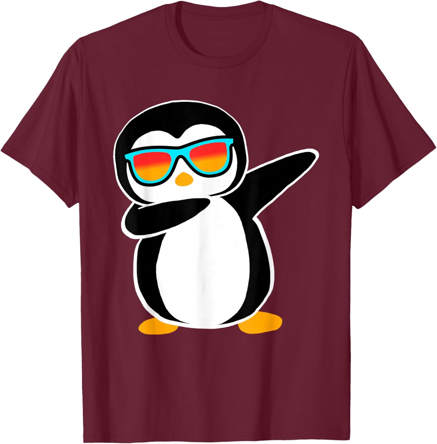 Dabbing Penguin Cute Animal Birthday Party Gift T-Shirt - T-Shirt | Maroon