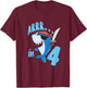Kids 4th Birthday Gift Boys Shark Pirate 4 Years T-Shirt - T-Shirt | Maroon